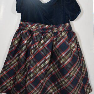 Girls 4T Plaid Tartan Dress Red, Gold, Navy, Green with Bow